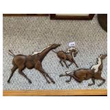 SET OF 3 VINTAGE SEXTON CAST ALUMINUM GALLOPING HORSES WALL DECOR (11X14, 14X9, 8X6)