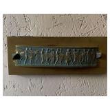 VINTAGE BRONZE BAS RELIEF WALL DECOR OF ANCIENT FRIEZE SCULPTURE 11" X 4 1/2"