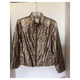 LADIES BAMBOO TRADERS GOLD SNAKESKIN PATTERN JACKET SIZE PETITE MEDIUM