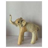 VINTAGE CARVED CRUSHED OYSTER SHELL ELEPHANT FIGURINE MADE IN PHILIPPINES 8 7/8" TALL X 9" LONG
