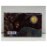 2026 LIBERIA 12 DOLLARS "SIREN" GOLD COIN .999 FINE GOLD MICRO-COIN 1/1000 OZ MOUNTED INSIDE A THEMED DISPLAY CARD 24KT W/ COA