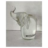VINTAGE ART GLASS ELEPHANT PAPERWEIGHT 4 1/2" TALL X 4" WIDE
