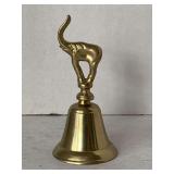 VINTAGE SOLID BRASS BELL W/ ELEPHANT HANDLE 5 1/2" TALL X 2 1/4" ROUND