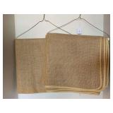 TWO 5FT SQUARE BURLAP TABLECLOTHS