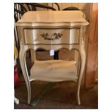 VINTAGE WHITE/CREAM PROVENCIAL 1 DRAWER NIGHT STAND 19" WIDE X 16" DEEP X 28 1/2" TALL