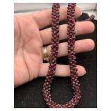 VINTAGE GARNET CLUSTER ROPE NECKLACE 24" LONG