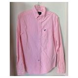 AMERICAN EAGLE PINK/WHITE STRIPED BUTTON UP SHIRT SIZE XS
