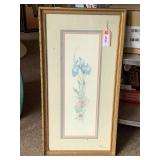 BLUE IRIS WATERCOLOR SIGNED BY ARTIST 28X14