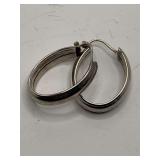 STERLING SILVER OVAL HOOP EARRINGS (WEIGHS APPROX 4.14 GRAMS)
