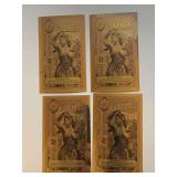 FOUR 2026 1/4 IDAHO GOLDBACK NOTE 1/4000TH OF TROY OZ OF PURE 24KT FINE GOLD .9999 FEATURES JUSTICE HOLDING SCALES WITH SWORD AND BLINDFOLD