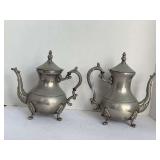 VINTAGE SILVERPLATE SHERIDAN TEA POT & COFFEE POT (10 1/2" TALL, 9 1/2" TALL) ONE HAS SMALL DING ON BACK
