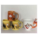 2001 KELLOGS "TONY THE TIGER" LARGE COFFEE CUP & THREE 2003 ANIMAL PLANET COFFEE MUGS