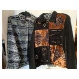 DANIEL K BLACK JACKET W/ VELVET ANIMAL TRIM PRINT & BEADING SIZE LARGE AND LIFESTYLE NEW W/ TAG BLACK/WHITE JACKET SIZE LARGE