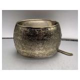 VINTAGE SILVERTONE ORNATELY ENGRAVED CUFF BRACELET