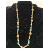 MULTI REAL STONE NECKLACE W/ JASPER, TURQUOISE & MORE 20" LONG W/ STERLING 925 CLASP