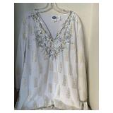 DIANE GILMAN NEW (NO TAG) SILVER SEQUIN TUNIC STYLE TOP SIZE XL