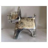 SILVER FRENCH BULLDOG STATUE 9 3/4" TALL X 9 1/2" LONG