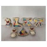 7 HANDMADE QUILT VINTAGE ORNAMENTS (CONTAINER NOT INCLUDED)