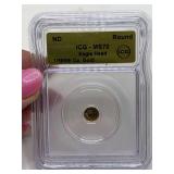 AMERICAN BALD EAGLE FINE MICRO GOLD ROUND 1/500TH 24KT .9999 PURE FINE GOLD MS70 MINT CONDITION GRADED BY ICG