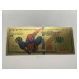 SPIDERMAN 24KT GOLD PLATED $100 BANKNOTE