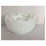 VINTAGE INDIANA GLASS WHITE MILK GLASS "QUILTED" CANDY BOWL 6" ROUND X 4" TALL