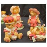 Set of 4 Vintage Cherished Teddies. Each One is Named and Numbered; Hannah, Beary Christmas, Eloise & Her Garden Gate, & Old King Cole