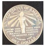 1986- Ellis Island -"Gateway to America" U.S. Silver Dollar.  .90%Ag Has Slight Toning.