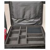 Black Expandable Travel Jewelry Organizer with 3 Additional Jewelry Organizer Boxes Including 2 Necklace Displays and a Beige Hard Sided Jewelry Organizer Box