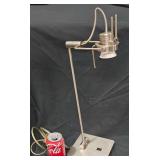 Adjustable Brushed-Steel Industrial Style Desk Lamp, with Weighted Base. Similar to a Pharmacy Lamp. Does Work.