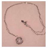 20" Sterling Silver Necklace with 2  Interlocking Hearts Pendant. 2.9g