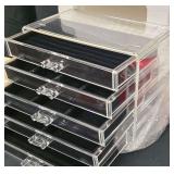Clear Acrylic Jewelry Organizer  and 3 Necklace/BraceletBoxes.Appears New.