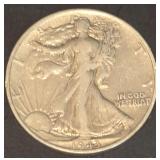 1943  U.S. Walking Liberty Silver Half Dollar. .90%Ag