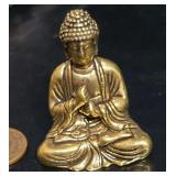 Miniature Brass Sakyamuni Buddha (or Tathagata/Vairocana) Figurine