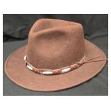 Henschel Hat Co. Brown Wool Felt Outdoor Hat with Leather Band. Size Medium