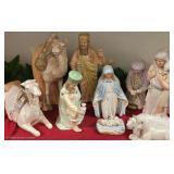 10Pcs Hand Painted Porcelain Nativity Set. Camel has Small Chip on Neck. Please See Photos.
