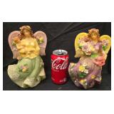 Set of Two Vintage Resin Angel Figurines