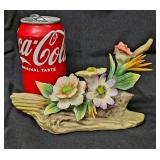 Vintage Capodimonte Italian Porcelain Floral Log Centerpiece - Crowned N Stamp