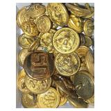 Vintage U.S. Military Brass Uniform Buttons and Enlisted Collar Insignia Spanning Various Branches and Eras, from World War I Through World War II.