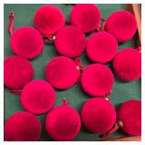 New - 15 Red Velvet Christmas Ball Ornaments 2" Diameter