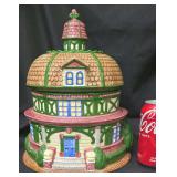 Vintage Hand-Painted Ceramic House-Shaped Cookie Jar or Canister, Made Exclusively for Macys.