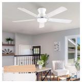 NKPU 52 Inch Low Profile Ceiling Fan with Light White
Flush Mount, Remote/APP Control, Reversible DC Motor, Noiseless, Dimmable 3CCT, Timer, Easy Install for Bedroom Living Room (Stock Photos)