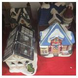 Lot of 4 Christmas Village Houses with Lights. (please don
