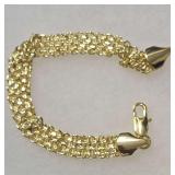 Multi-Strand Yellow Gold Tone Bismark -Style Chain Bracelet.