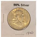 1950 U.S. Franklin Silver Half Dollar .90%Ag.