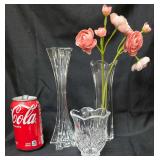 Vintage Gorham Full Lead Crystal Tulip Vase, St George Crystal Vase Hurricane Votive Candle Holder 24% Fine Lead Crystal, & a Mikasa Florale Crystal Candlestick Holder. Flowers are not Included.