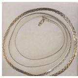 28" Vintage Milor Sterling Silver Textured, Diamond-Cut Flat Herringbone Chain Necklace 14.7g