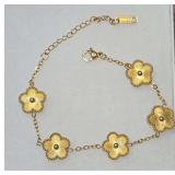 Adornia Tarnish Resistant 18k Gold Plated 5-Leaf Clover Station Bracelet