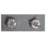 2ctw Sterling Silver & CZ Stud Earrings.