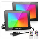MEIKEE 150W RGBW Outdoor LED Flood Light 1500W Equivalent with Remote
Timer Dimmable IP66 Waterproof Color Changing Flood Lamp Christmas Halloween Party Stage Security Lighting (2 Pack) Stock Photos