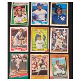 Collection of Nine Assorted Vintage and Junk-Wax Era Baseball Cards, Including Notable Players Like Nolan Ryan, Johnny Bench, and Bob Gibson.